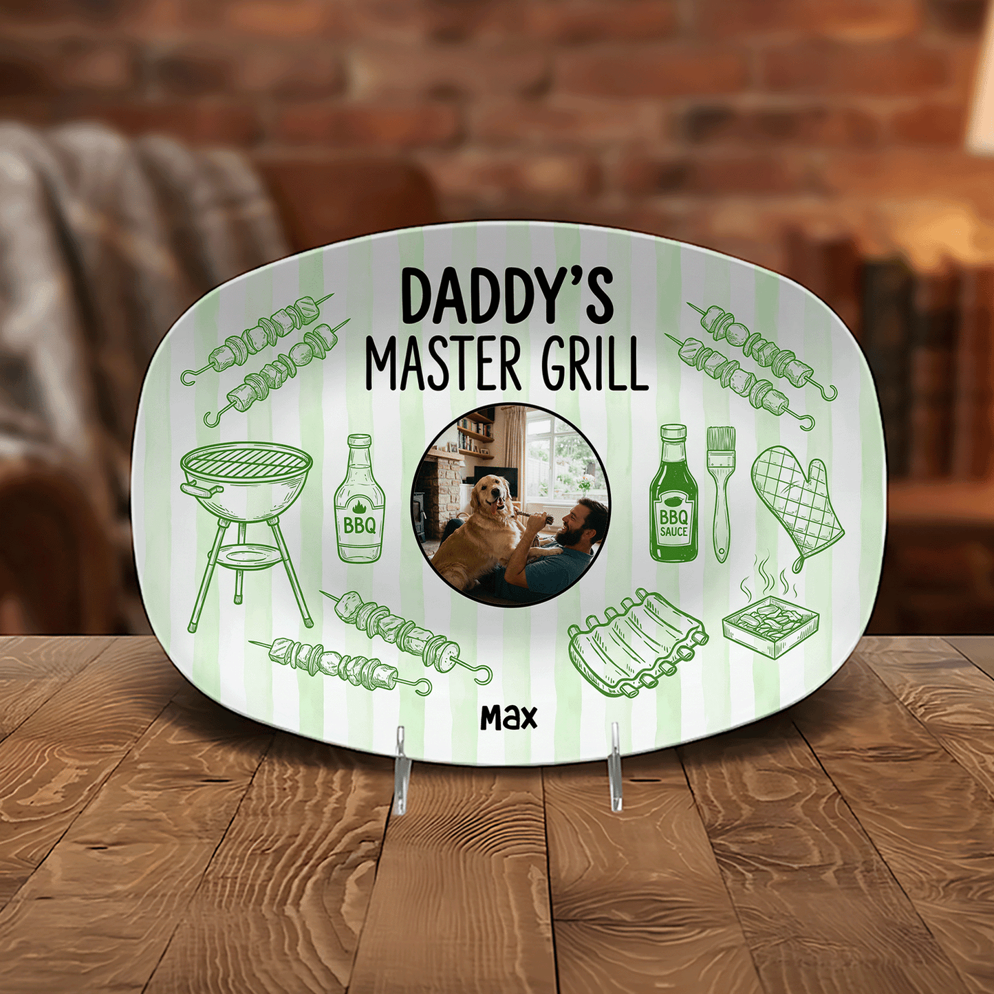 Personalized “Daddy’s Master Grill” Decorative Plate – BBQ Keepsake for Dad