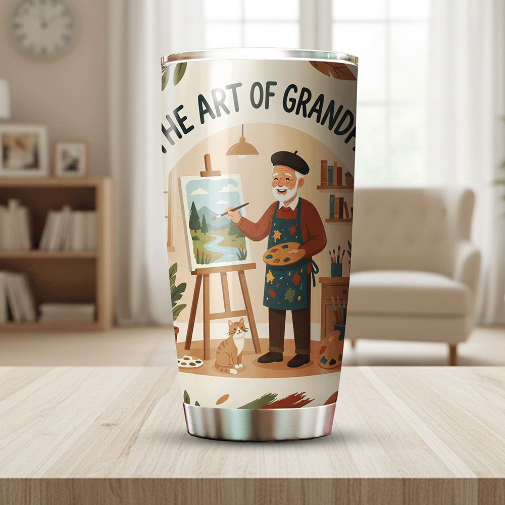 The Art of Grandpa 20oz Tumbler – Stainless Steel Travel Mug Gift for Grandpa
