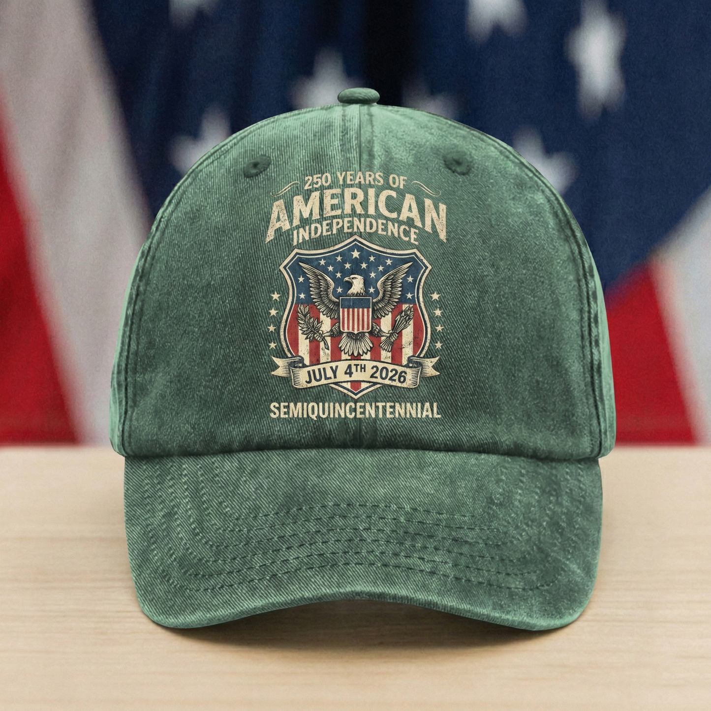 July 4th, 2026 – 250th Anniversary Independence Day Gift for Americans – Personalized Washed Denim Baseball Cap