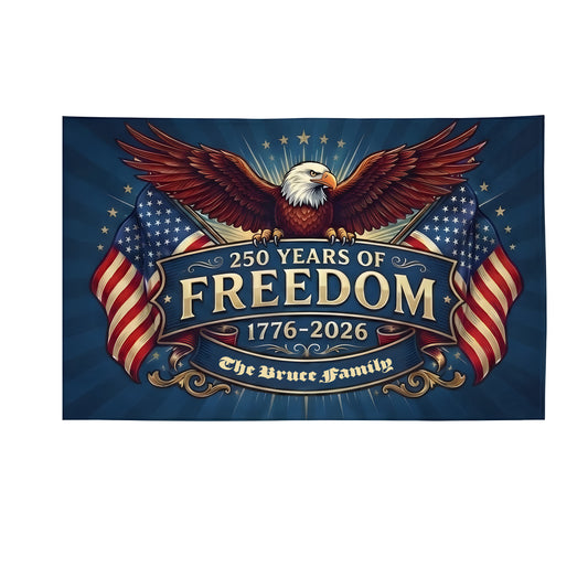 Personalized Family Name 250 Years Of Freedom Semiquincentennial Banner House Flag