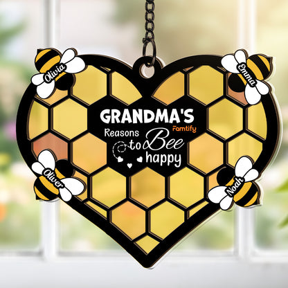 Reasons To Bee Happy Personalized Suncatcher Gift for Mom and Grandma