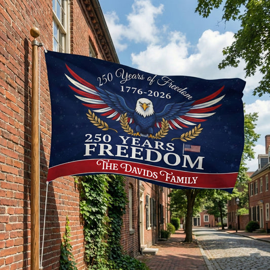 Personalized Family Name America 250 Years of Freedom Banner House Flag