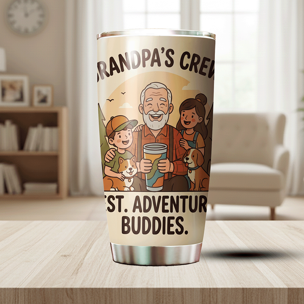Grandpa's Crew 20oz Tumbler – Stainless Steel Travel Mug Gift for Grandpa