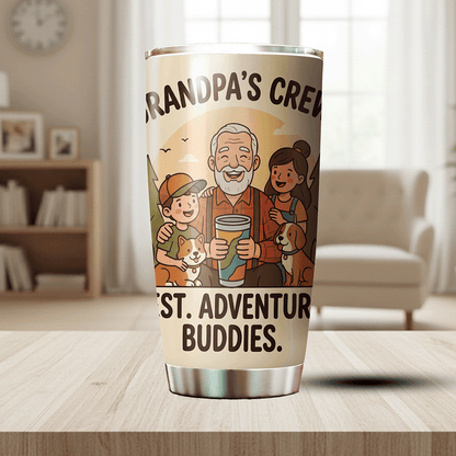 Grandpa's Crew 20oz Tumbler – Stainless Steel Travel Mug Gift for Grandpa