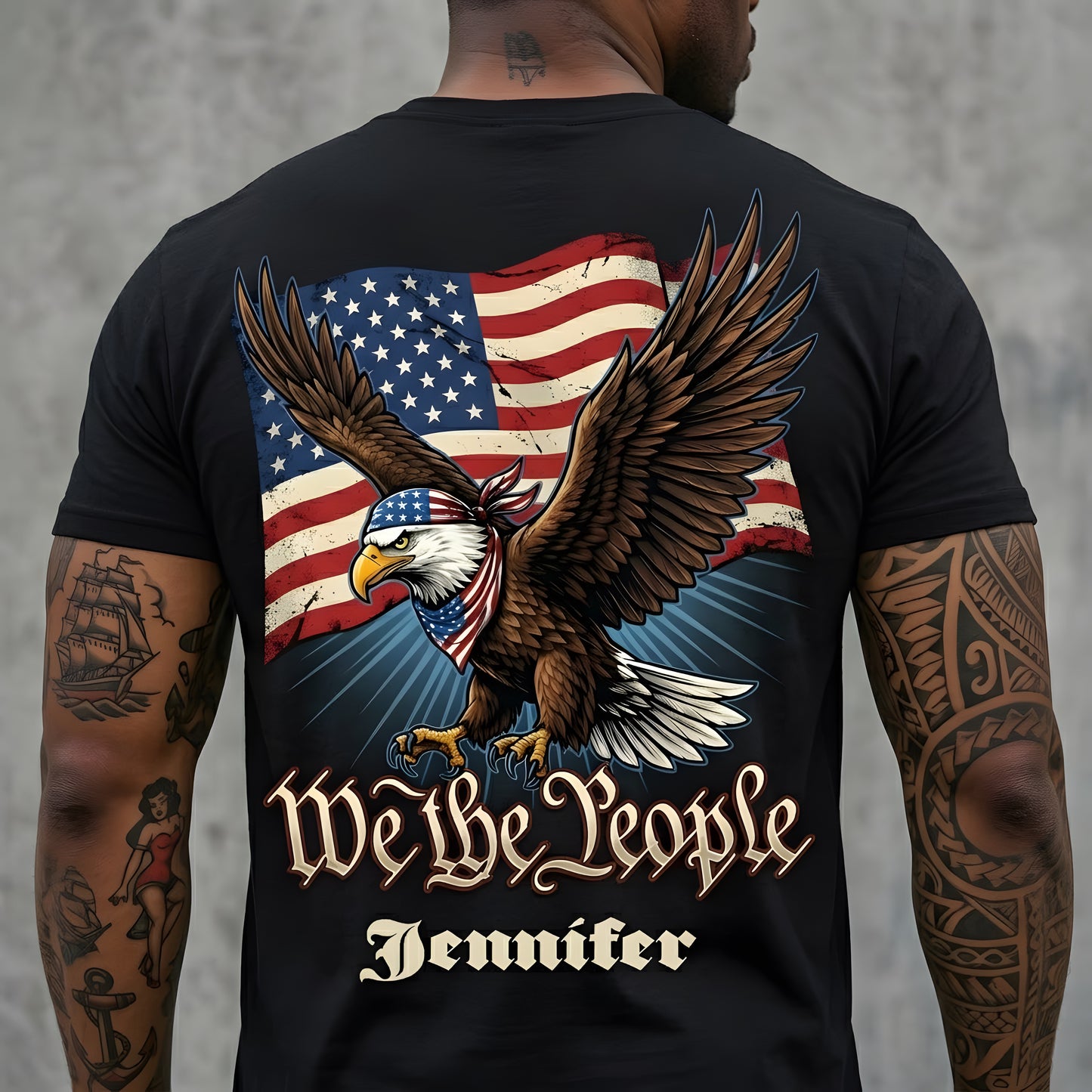 We The People 250 Years Of Freedom USA Eagle Flag Shirt Personalized Patriotic Back Tee