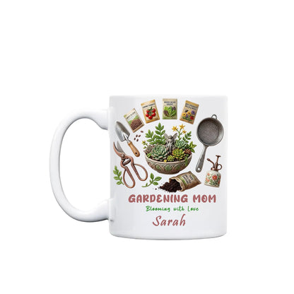 Blooming Garden Love Design – Personalized Gardening Mom Mug – Birthday or Mother’s Day Gift for Mom – Custom Name Plant Lover Mug