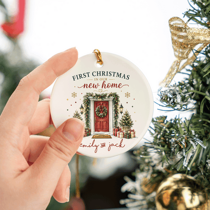 Personalized First Christmas in Our New Home Ceramic Ornament with Custom Name