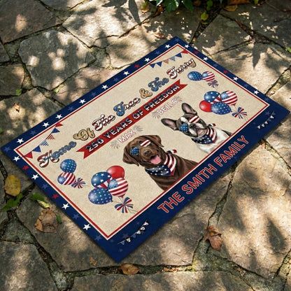 Personalized Dog Lover Doormat - Home of the Free & the Furry 1776-2026