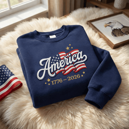 USA 250th Independence Anniversary Embroidered Sweatshirt