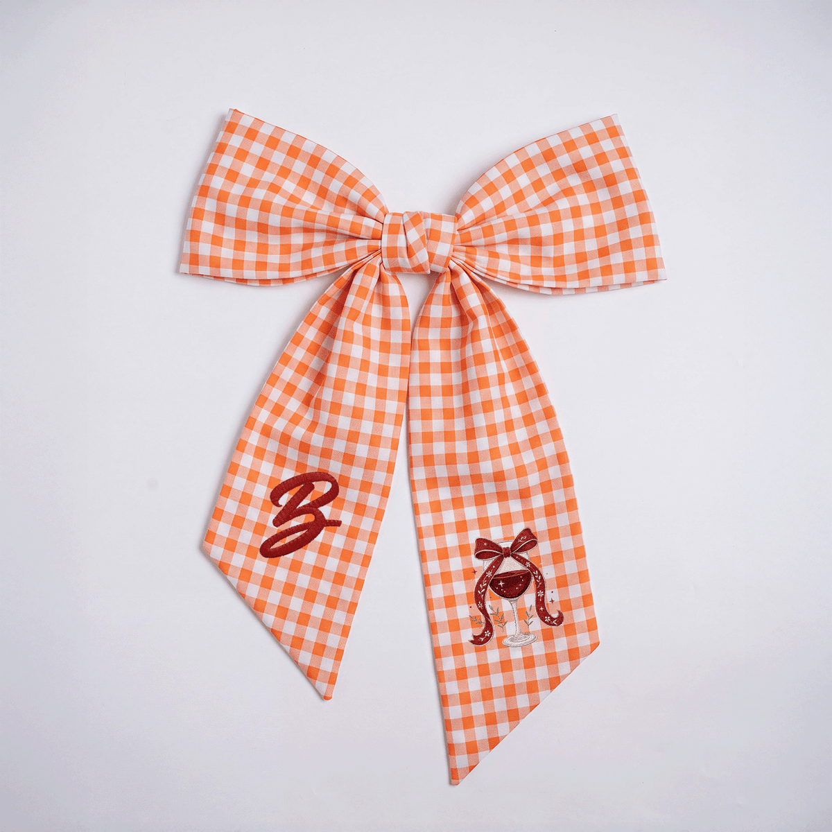 Custom Letter Christmas Red Wine Glass Embroidered Linen Wreath Sash, Personalized Monogram Holiday Bow Sash for Door Decor