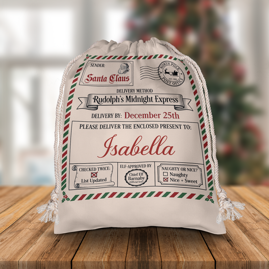 Personalized Christmas Letter Christmas Sack, Custom Name Santa Gift Bag
