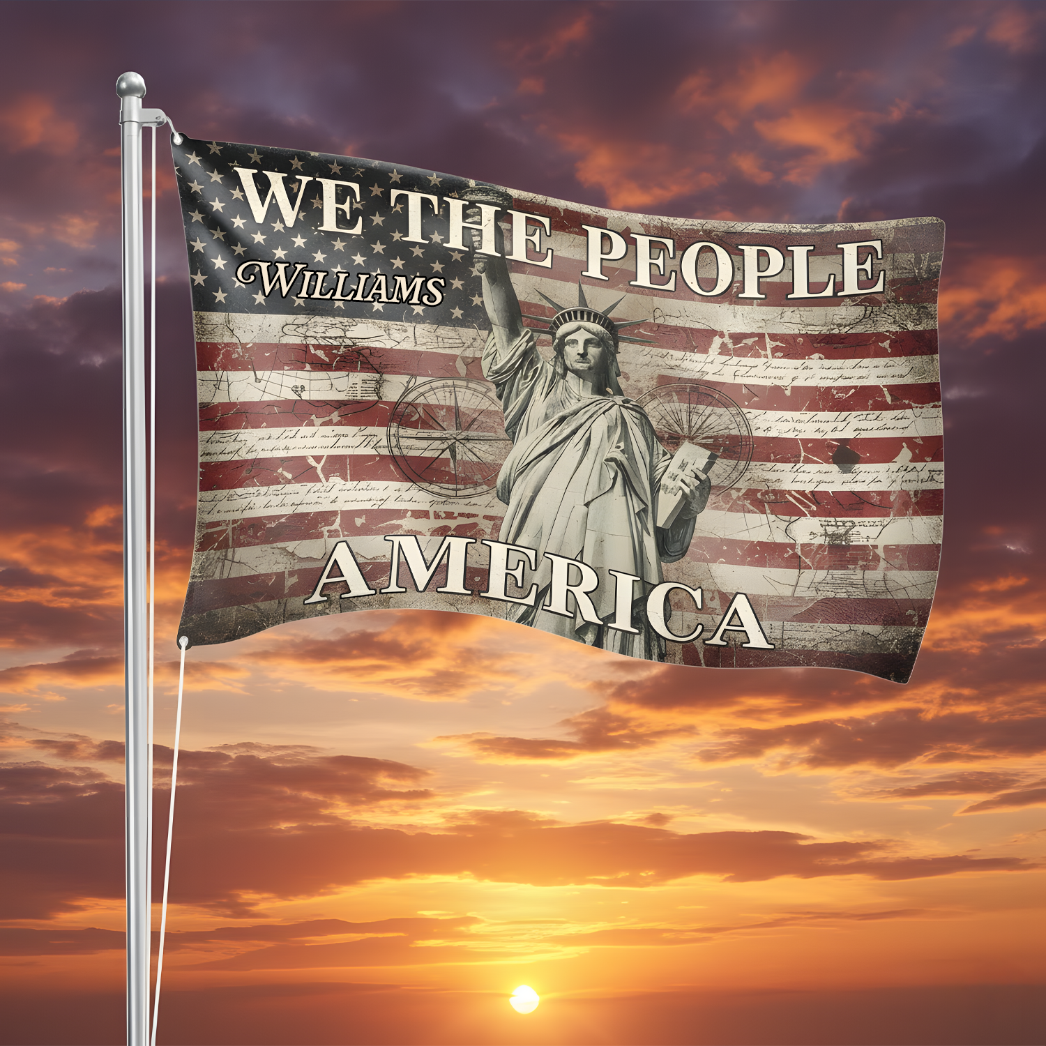 We the People - 250 Years America Anniversary Custom Family Name House Flag