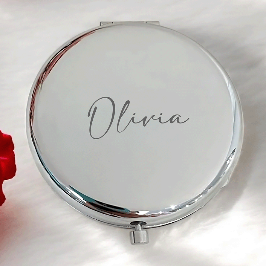 Personalized Name Engraved Compact Mirror – Valentine’s Day, Mother’s Day | Gift for Girlfriend & Mom