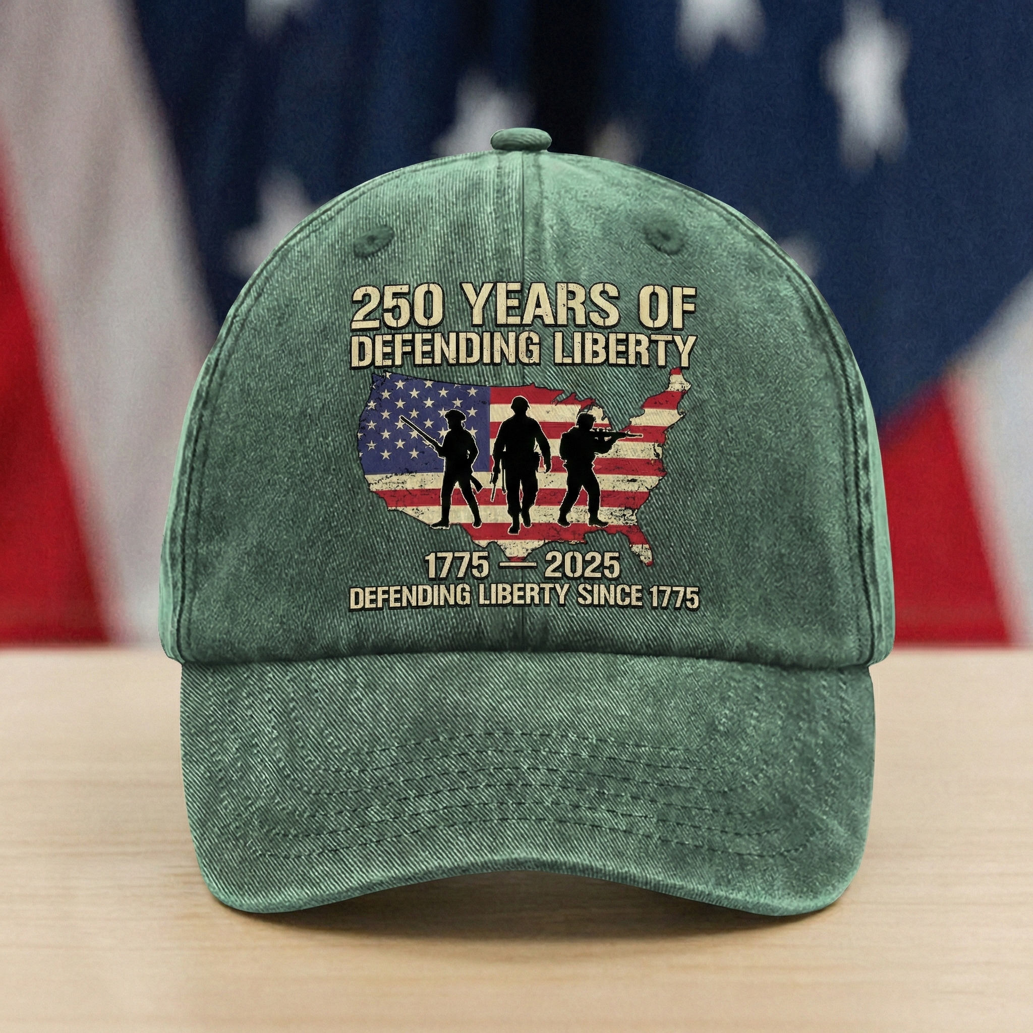 250 Years Of Defending Liberty Washed Denim Baseball Cap