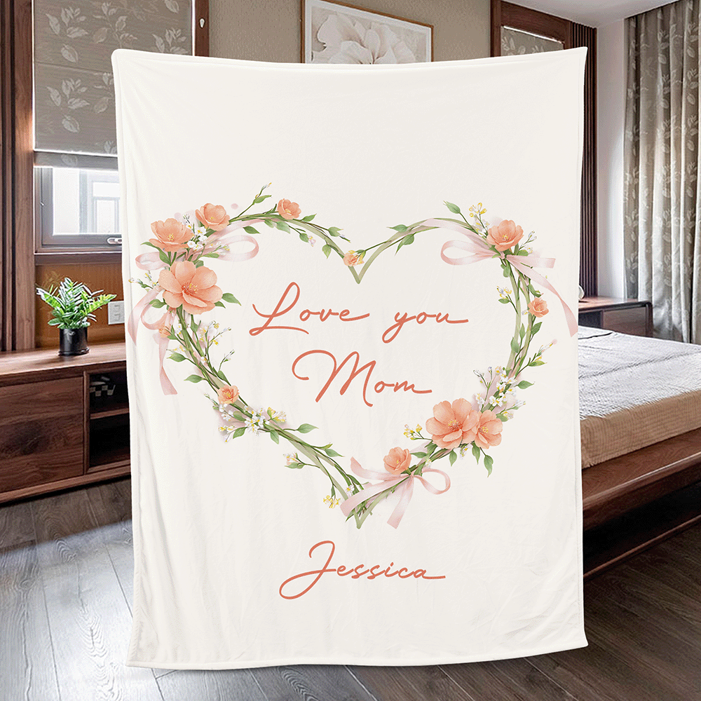 Custom Name Heart Flower Card – Romantic Personalized Gift