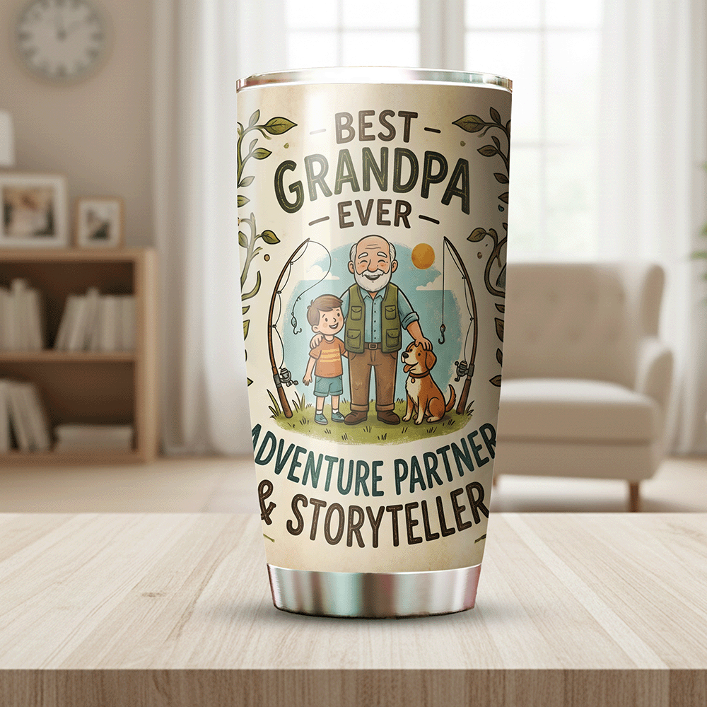 Best Grandpa Ever Adventure Partner 20oz Tumbler – Stainless Steel Travel Mug Gift for Grandpa