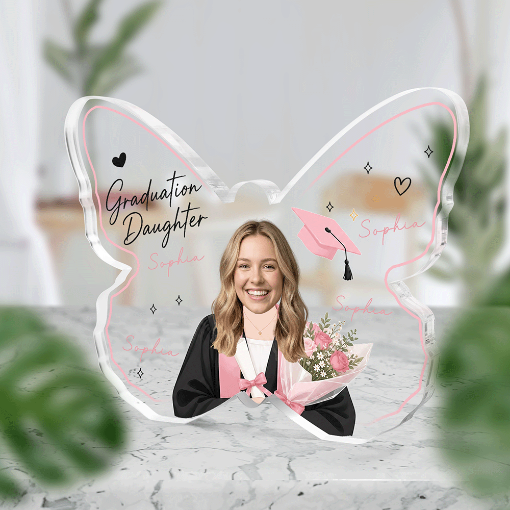 Personalized Graduation Butterfly Acrylic Plaque for Daughter – Name and Photo