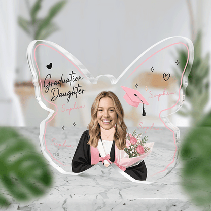 Personalized Graduation Butterfly Acrylic Plaque for Daughter – Name and Photo