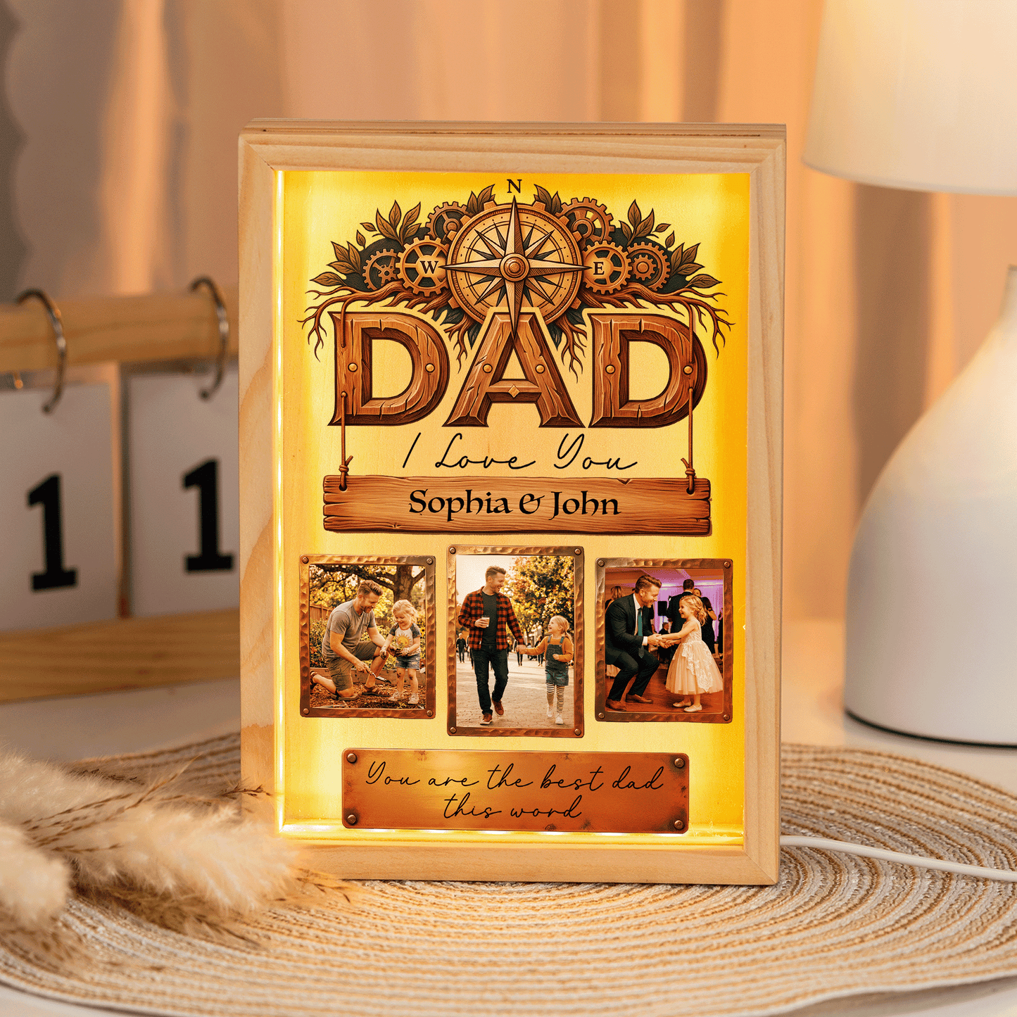 Personalized Dad Photo Frame Light Box – Custom Photo Father’s Day Gift, Dad I Love You LED Lamp