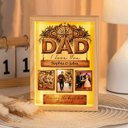 Personalized Dad Photo Frame Light Box – Custom Photo Father’s Day Gift, Dad I Love You LED Lamp
