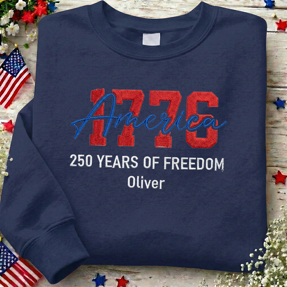 USA 250 Years - Embroidered American Crewneck Sweatshirt