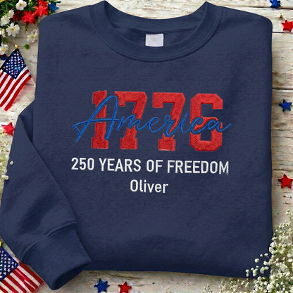 USA 250 Years - Embroidered American Crewneck Sweatshirt