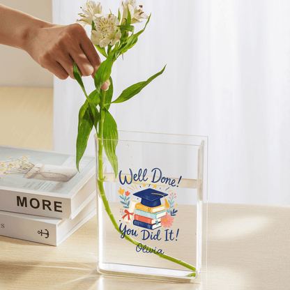 Personalized Well Done You Did It Acrylic Book Vase with Custom Name