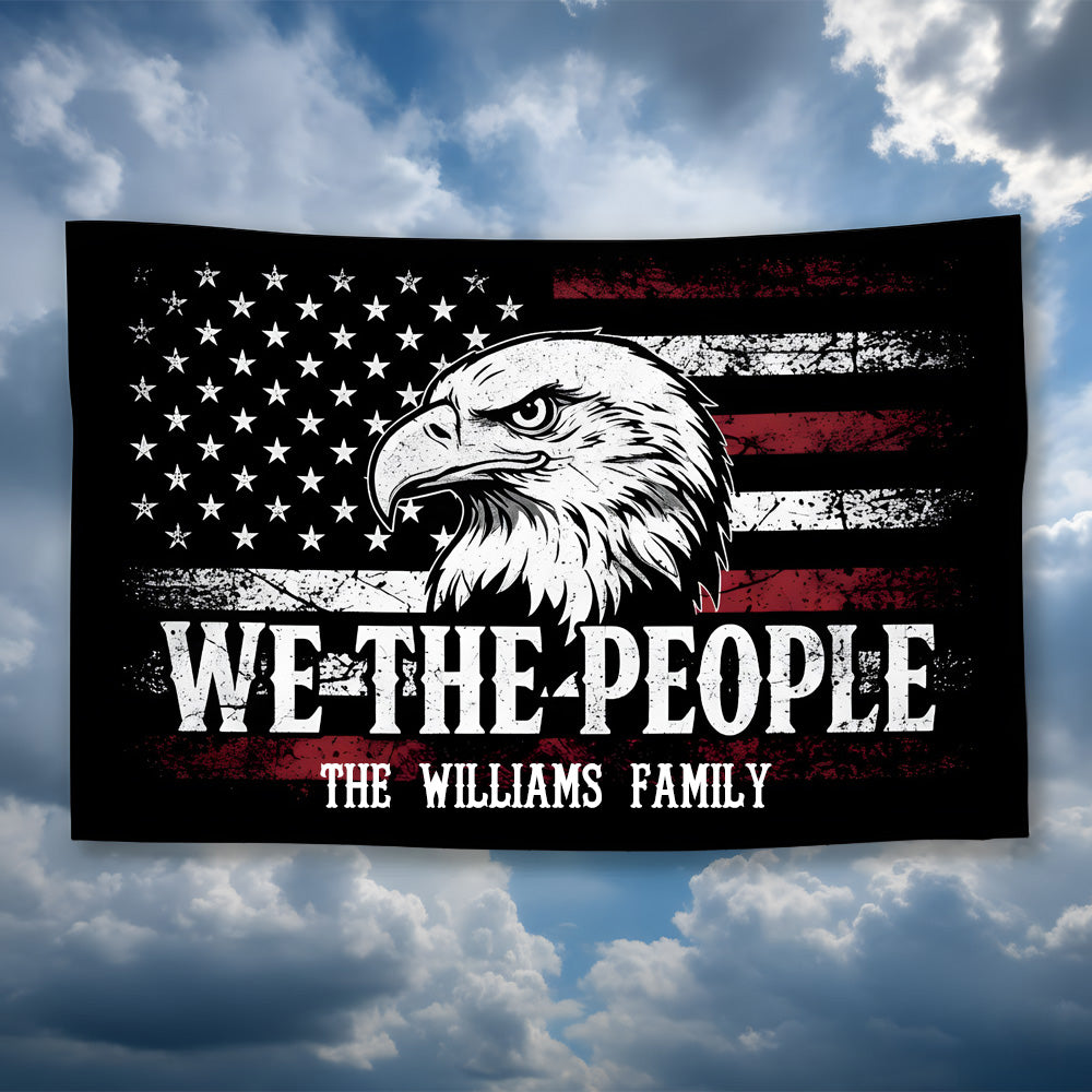 We The People Black And Red USA American Double-Sided Flag