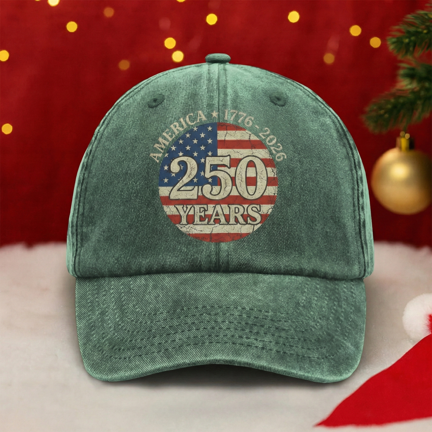 Celebrating 250 Years of America – Independence Day & Anniversary Gift for Americans – Personalized Washed Denim Baseball Cap