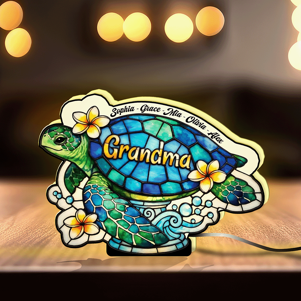 Personalized Acrylic Sea Turtle Sign with Family Names – A Meaningful Gift for Grandma