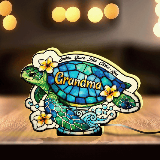 Personalized Acrylic Sea Turtle Sign with Family Names – A Meaningful Gift for Grandma