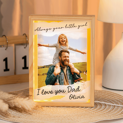 Always Your Little Girl I Love You Dad Photo Frame Light Box - Custom Photo LED Gift for Dad