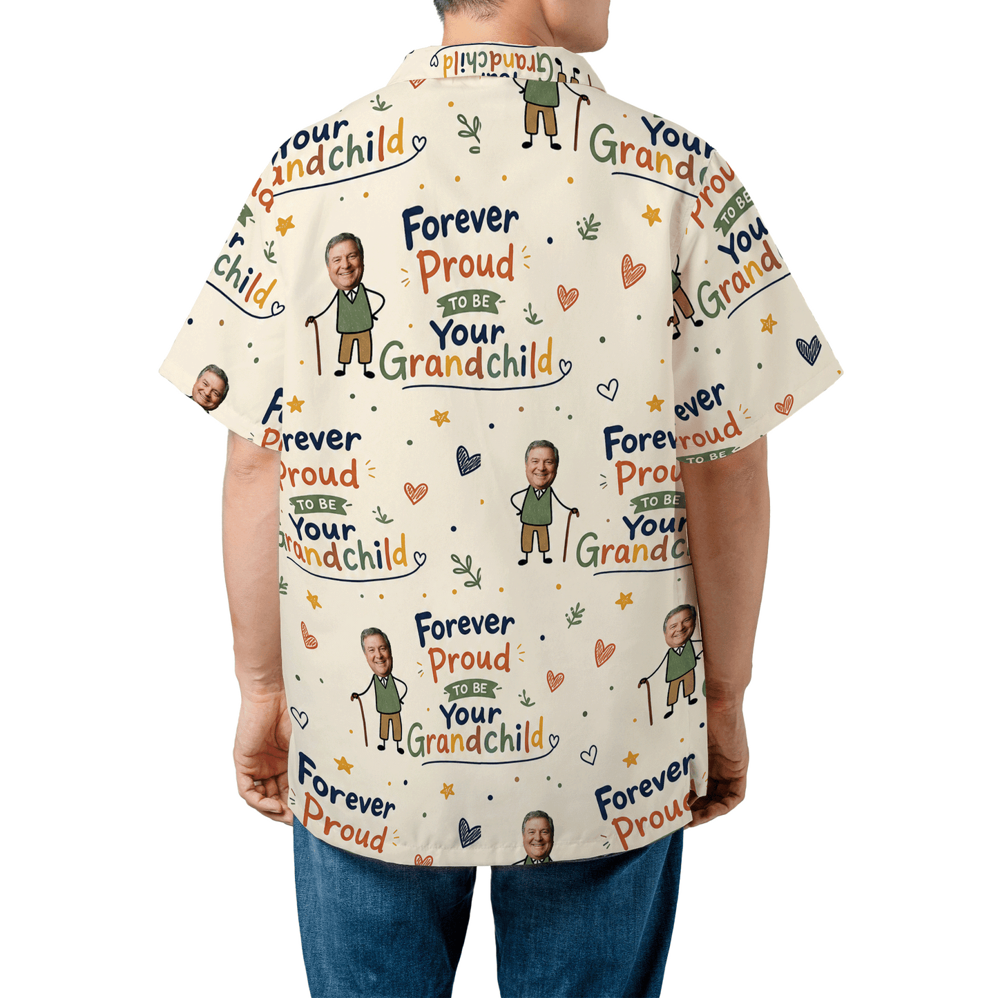 Forever Proud to Be Your Grandchild Custom Photo Hawaiian Shirt – Personalized Tropical Gift for Grandpa
