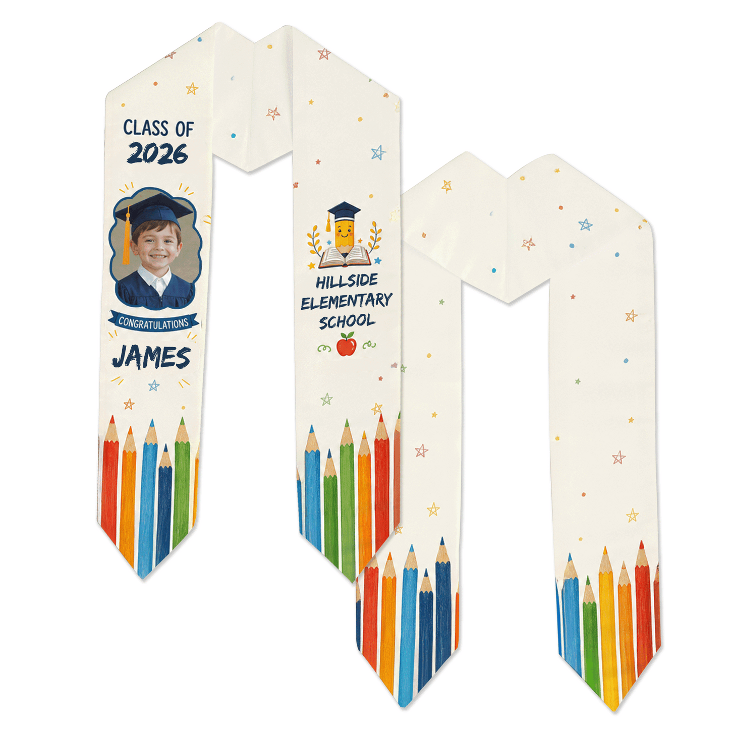 Personalized Congratulations Pencil Kid Graduation Stole – Custom Name