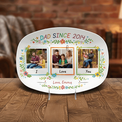 Personalized “We Love Dad” Decorative Plate – Custom Photo Family Keepsake