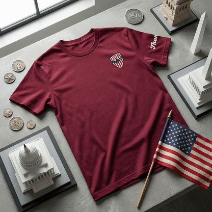 America 250th Anniversary Embroidered T-Shirt – Patriotic Family Keepsake Gift (1776–2026)