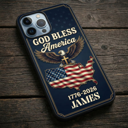 Personalized Patriotic Eagle Phone Case - God Bless America USA 250 Years