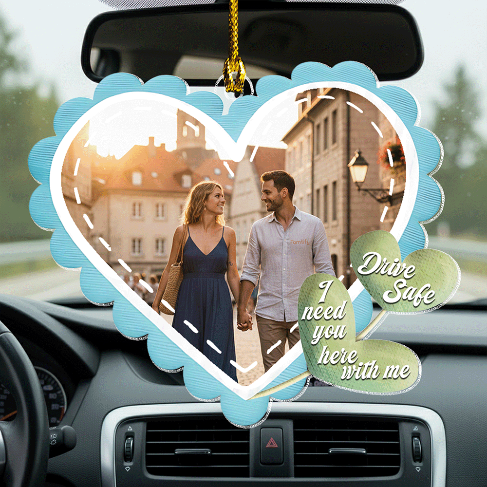 Drive Safe, We Love You – Heartfelt Car Gift for Family or Couples – Personalized Heart Shape Car Ornament