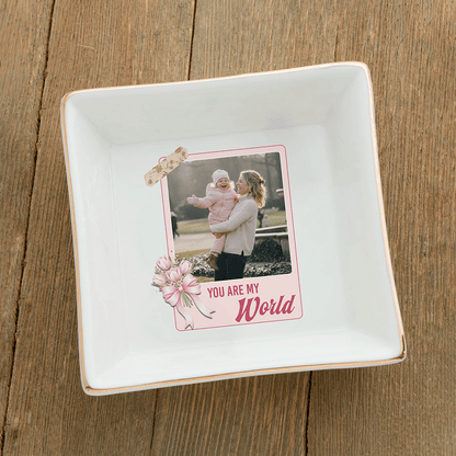 I Love You Mom Personalized Photo Jewelry Dish – Custom Mother’s Day Gift for Mom