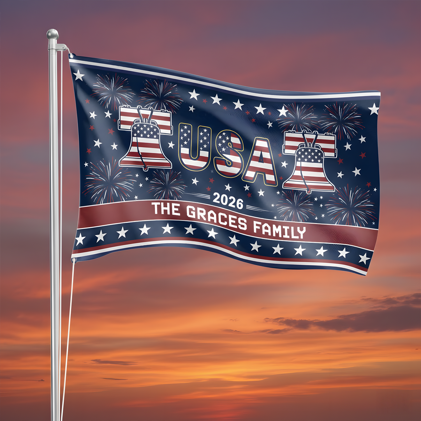 US 250th Anniversary 1776-2026 Patriotic 250 Years Of Freedom House Flag