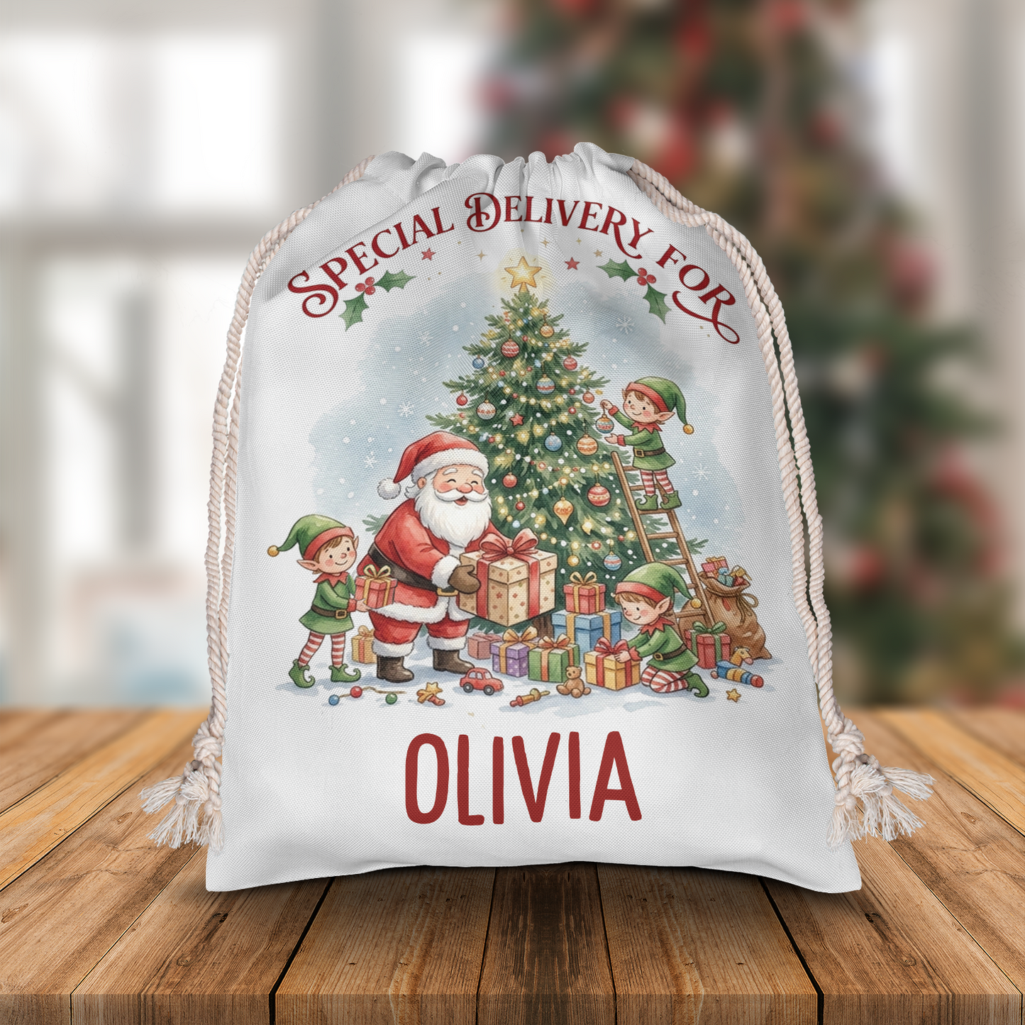 Personalized Santa Special Delivery Christmas Sack, Custom Name Santa Gift Bag