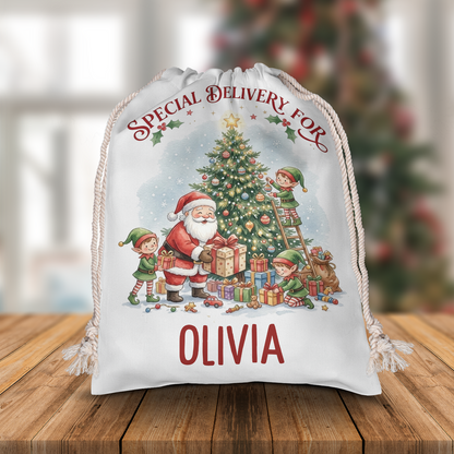 Personalized Santa Special Delivery Christmas Sack, Custom Name Santa Gift Bag