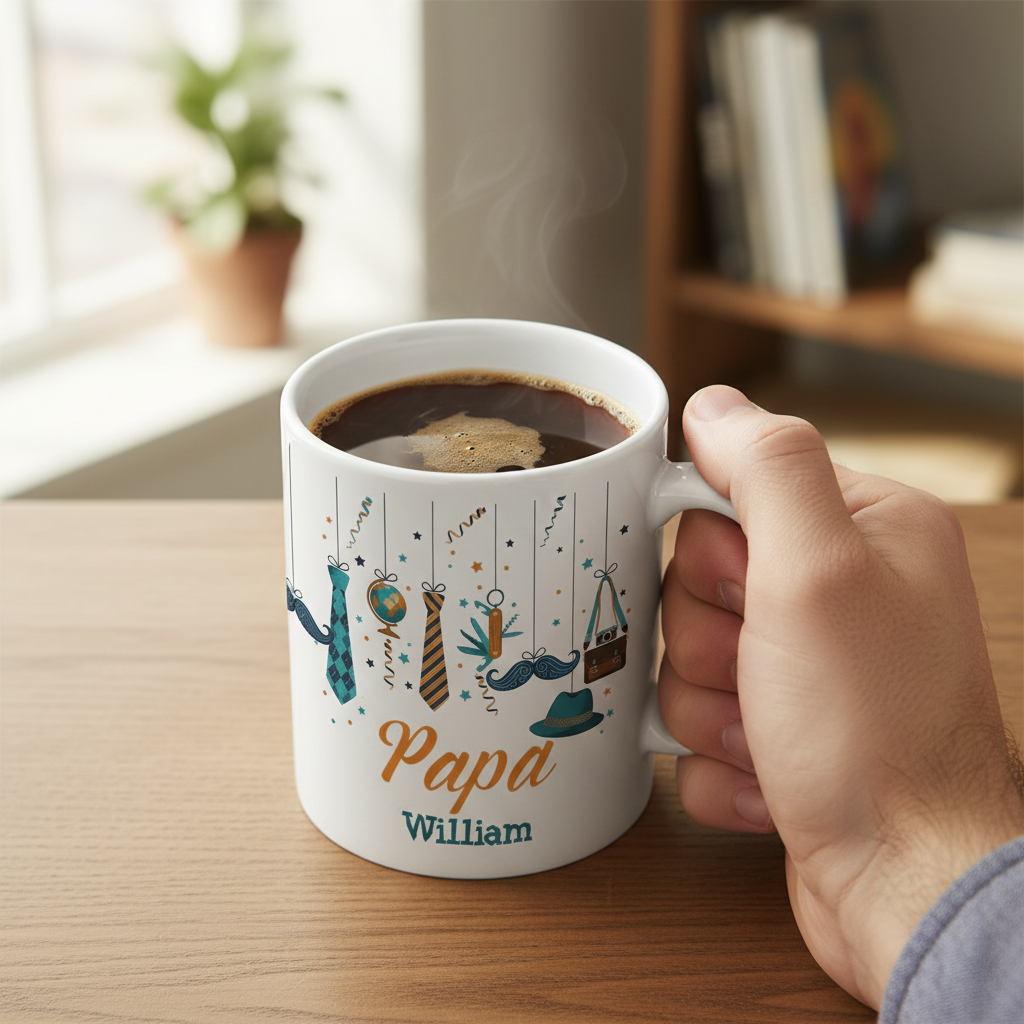Personalized Papa Mug with Name – Father’s Day Gift Coffee Cup for Dad, Custom Name Mug for Papa, Birthday Gift for Father