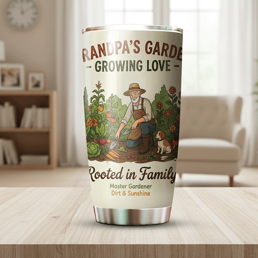 Grandpa's Garden Growing Love 20oz Tumbler – Stainless Steel Travel Mug Gift for Grandpa
