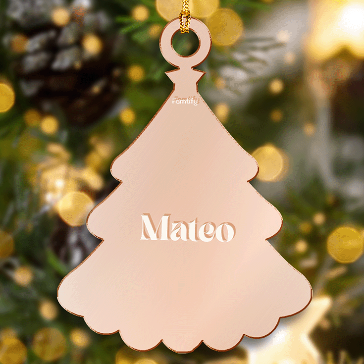 Custom Mirrored Acrylic Pine tree Ornament - Personalized Name Gift