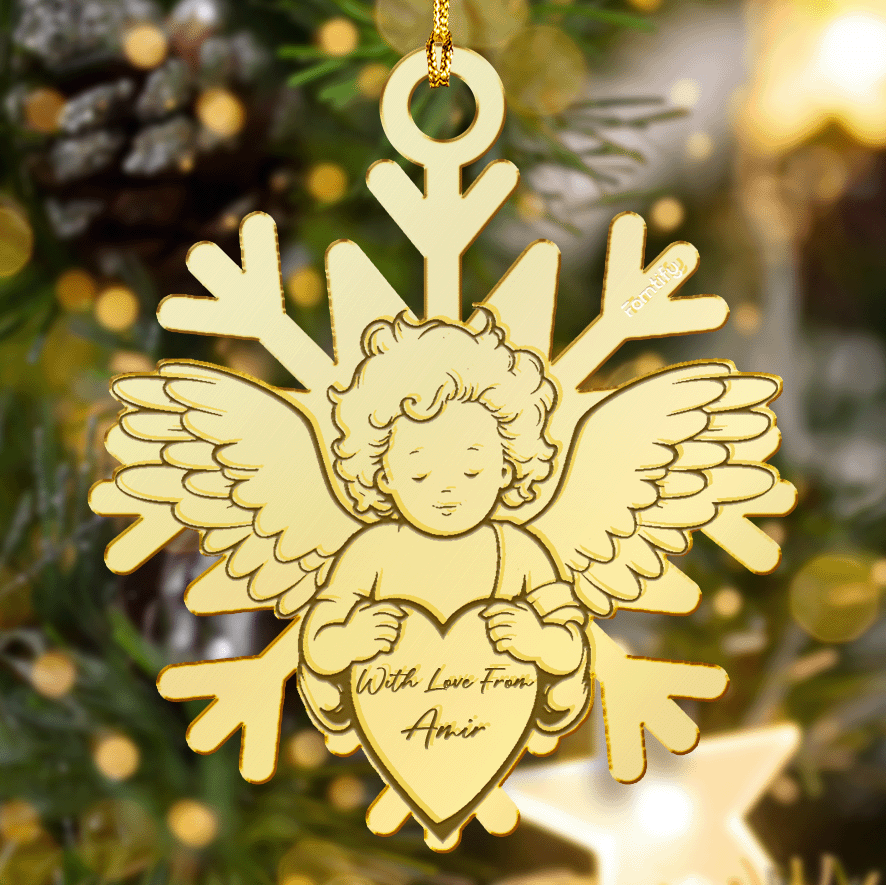 Memorial Mirrored Acrylic Angel's Snowflake Christmas Ornament