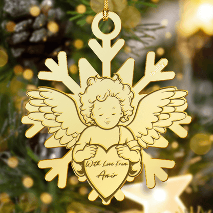 Memorial Mirrored Acrylic Angel's Snowflake Christmas Ornament