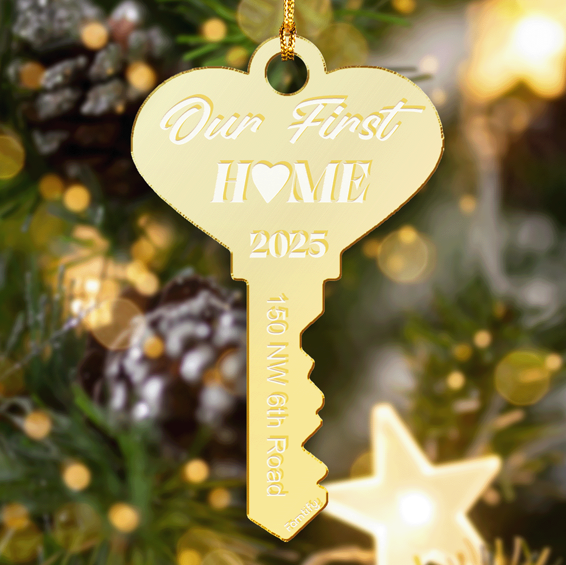 New Homeowner Personalized Mirrored Acrylic Key Shape Ornament