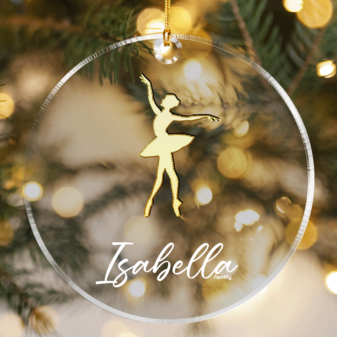 Personalized Ballerina Mirrored Acrylic Ornament - Christmas Gift for Dancer or Baby Girl