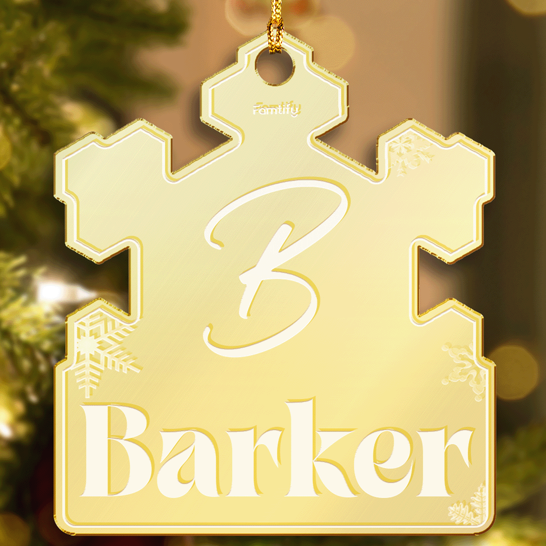 Personalized Mirrored Acrylic Ornament - Initial and Family Name Gift